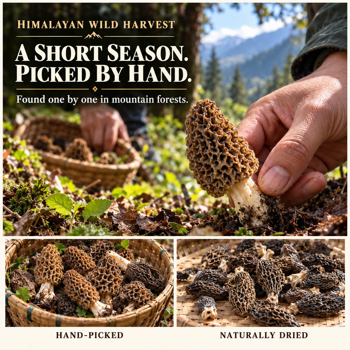 Dried Wild Morel Mushrooms – Hand-Harvested in the Himalayas-Hugh